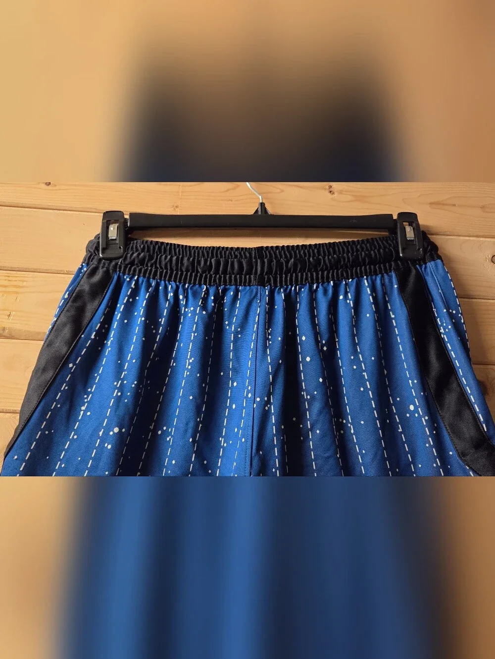 Nike Blue & Black Women's Athletic Dri-fit Swoosh Fly Crossover Striped Shorts M